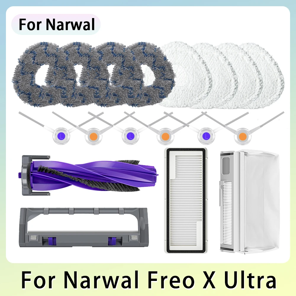 Mop Pad For 나르월 Narwal Freo X Ultra\\J4 Spare Parts Side Brush HEPA Filter Roller Brush Dust Bag Robot Vacuum Cleaner Accessories