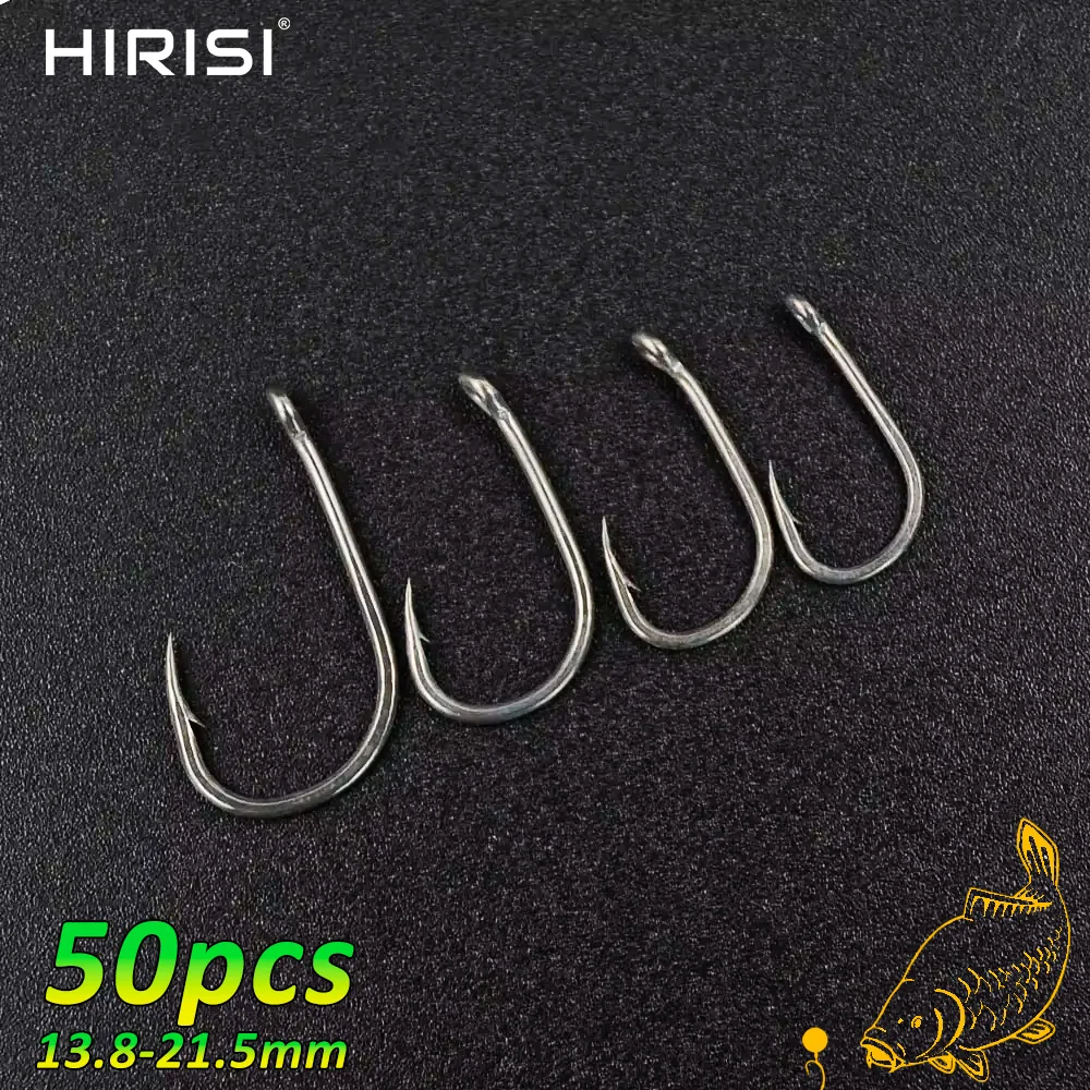

Hirisi 100pcs High Carbon Steel Barbed Fishing Hooks Set Ring Eye Carp Fishhook Sizes 2 4 6 8 for Angling