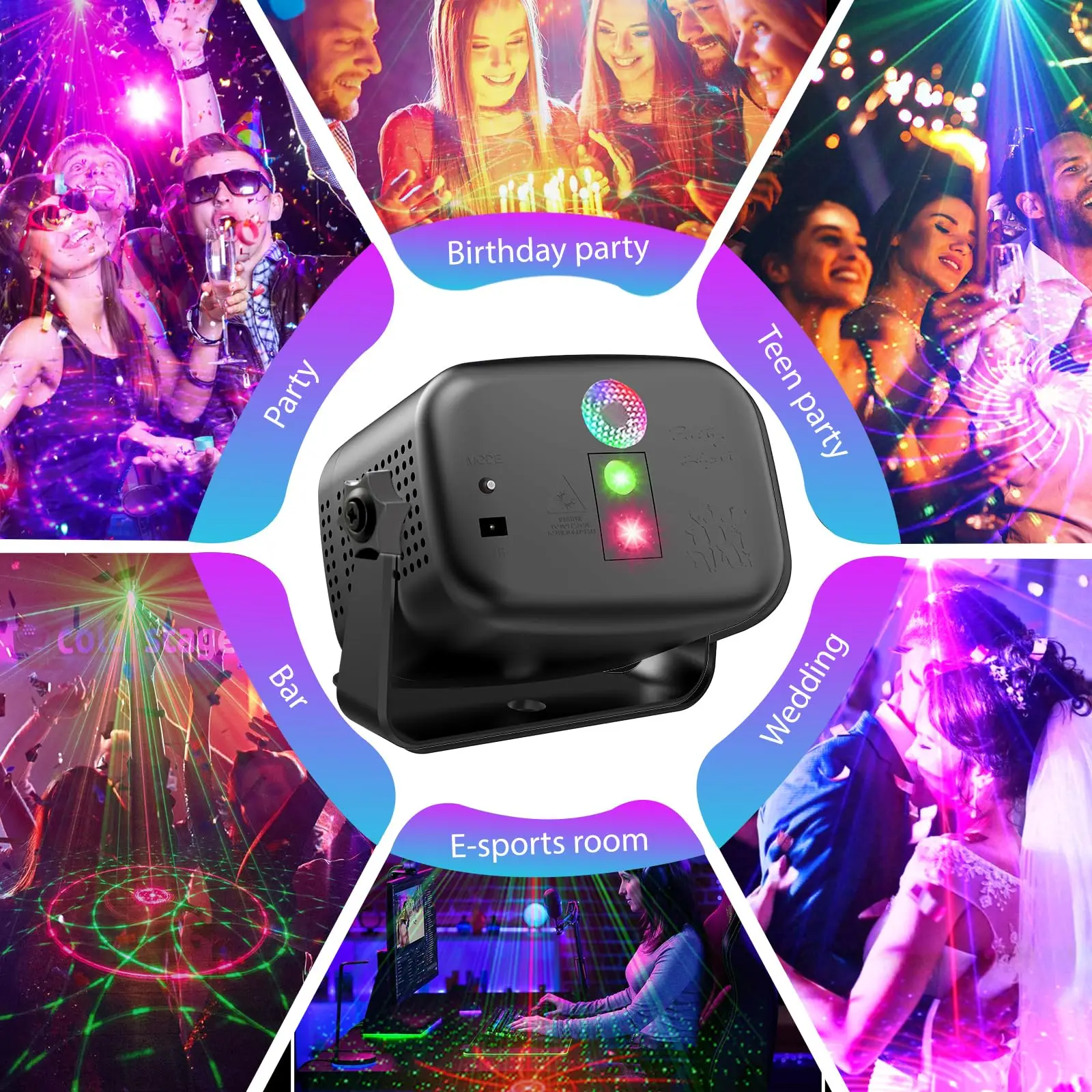 يأتي هنا ضوء حفلة ديسكو الرائع للغاية! تعمل بالصوت، مع جهاز التحكم عن بعد و60 مؤثرًا ضوئيًا، سيتم الصخور مع ث