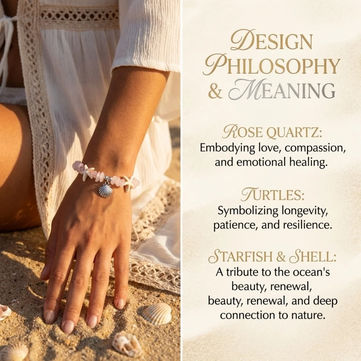 Boho-Armbänder mit zerstoßenen Steinen, Muscheln, Seesternen und Schildkröten für Damen und Herren, Sommer, Strandurlaub, Ozean, Meerestiere, Armreif, Partyschmuck – Detail 13