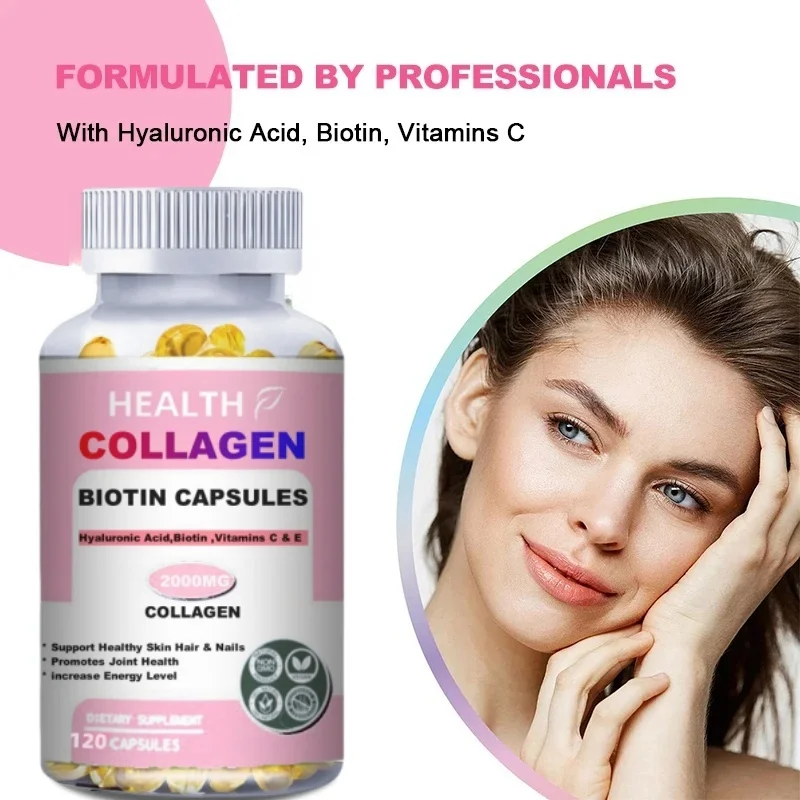 HEALTH Collagen 2000mg with Biotin 2500mcg Protein 3g Hyaluronic Acid Vitamin C Healthy Formula Dietary Supplement Gluten Free