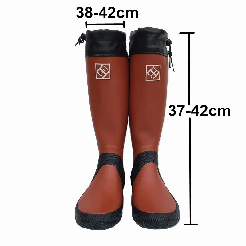 Soft Foldable Men\'s Rain Boots Fishing Shoes Outdoor Waterproof Ultralight High-top Non-slip Wading Water Shoes 46 47 Plus Size