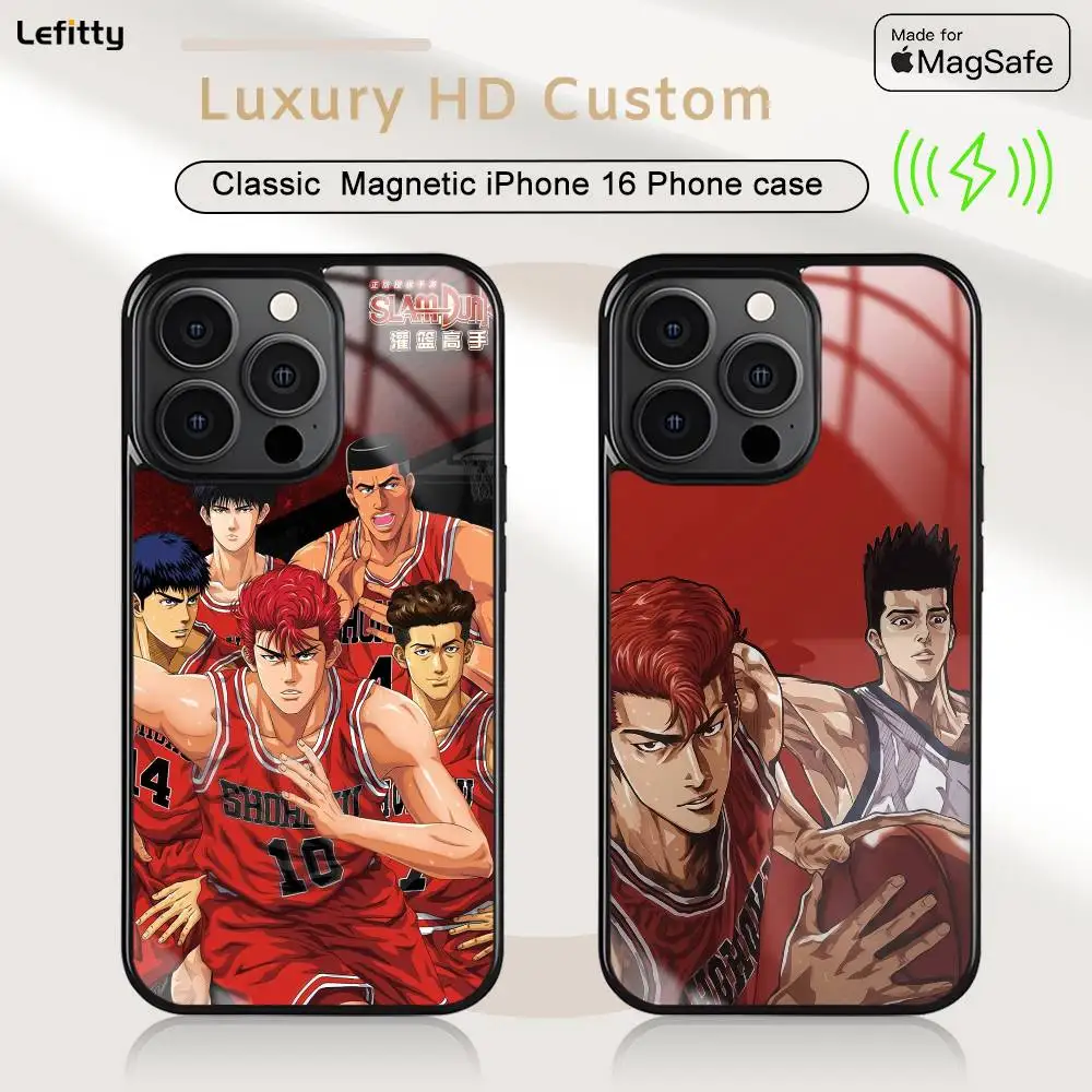

Anime S-Slam D-Dunk Phone Case For iPhone 16 15 14 13 12 11 Pro Max Plus Mini Magnetic Magsafe Wireless Charging Cover