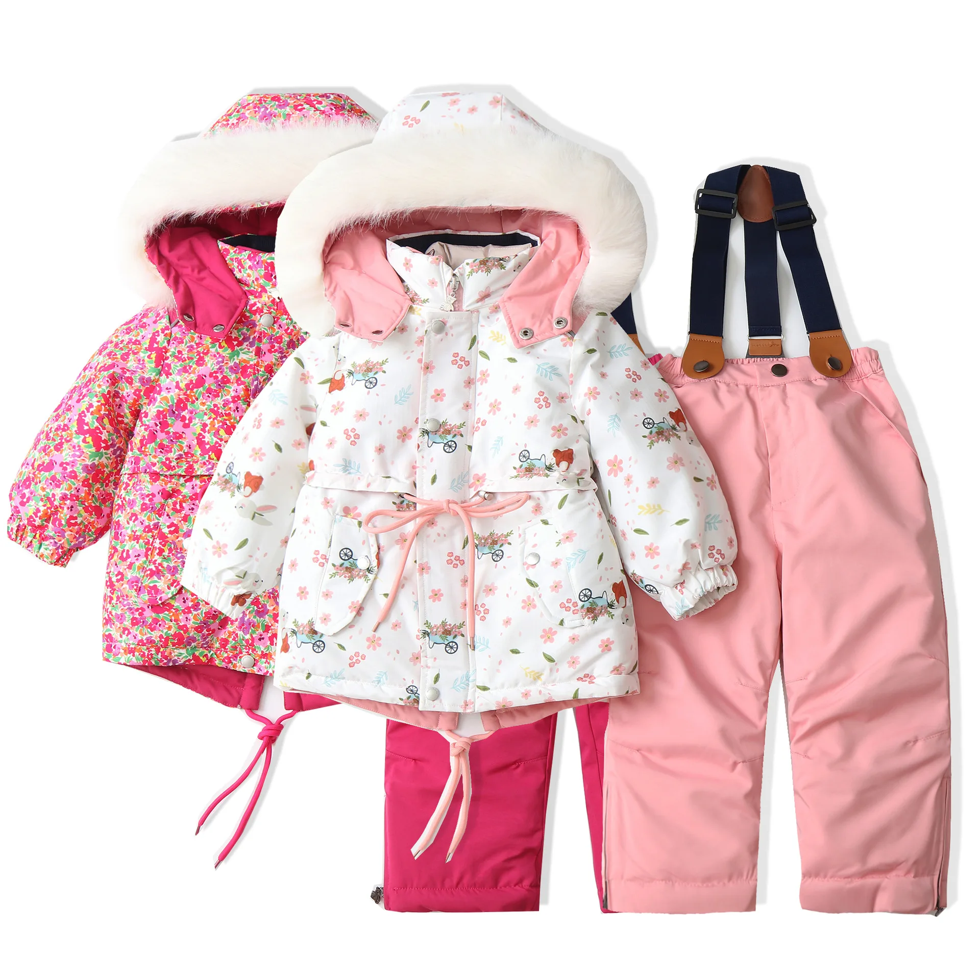 

Girls Color Blocked Cotton Children Ski Suit Waterproof Set for Girls Outdoor Wear Two Piece Set 2025 Autumn Winter New