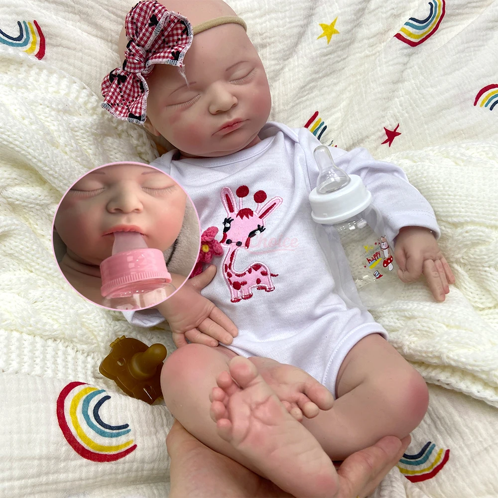 

18 Inch Realistic Reborn Baby Girl Full Silicone Anatomically Correct Lifelike Weighted Newborn Doll for Dementia Alzheimer’s