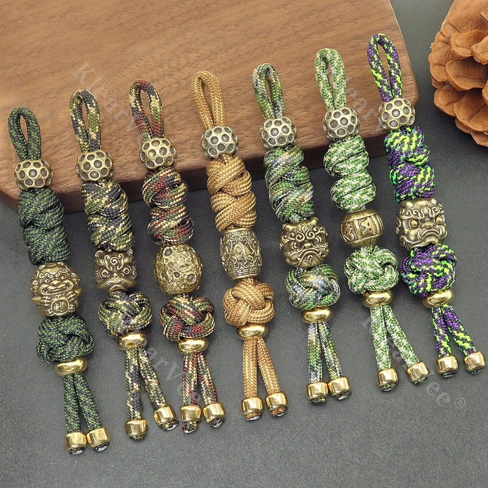 

Латунный EDC плетеный кулон из паракорда Pixiu Лев танцевальный нож кулон браслет из бисера сабля кулон брелок аксессуар