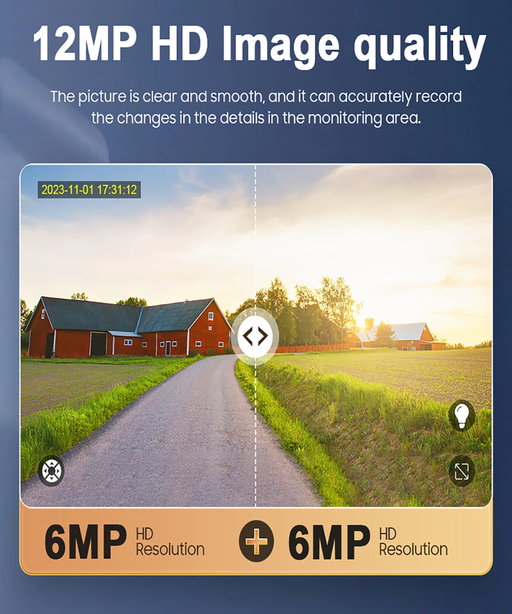 كاميرا SECTEC 50X Zoom 20W 4G Sim الشمسية خارجية 360 درجة ° كاميرات مراقبة لاسلكية تعمل بالبطارية WIFI، لوحة شمسية، رؤية ليلية ملونة PIR #4