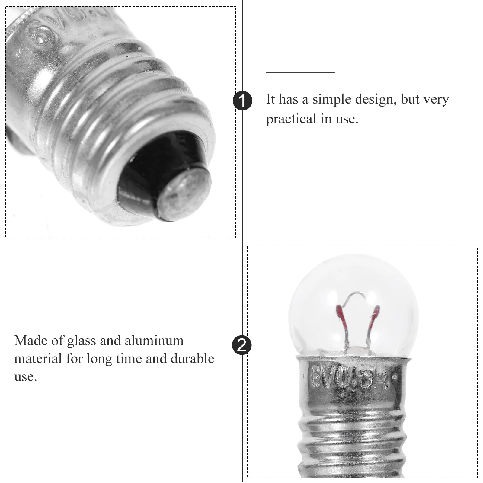 

50Pcs Miniature Tiny Light Bulbs 6V Round for Science Experiments Educational Physics DIY Electrical Circuit Kit