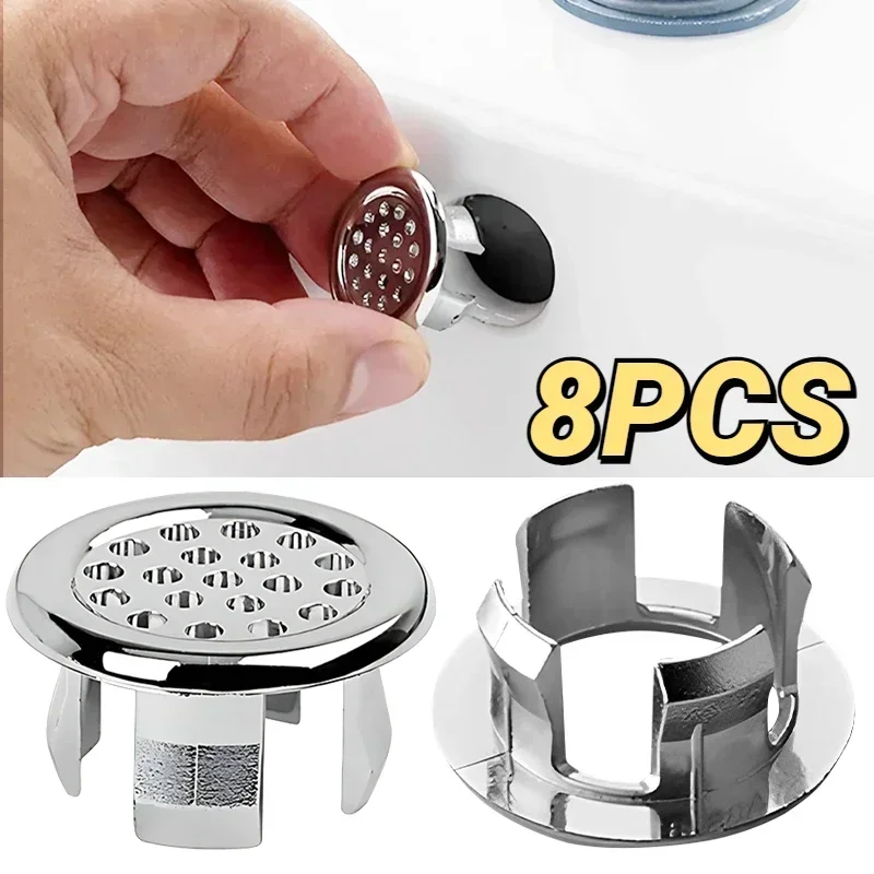 Sink Hole Round Overflow Cover Ring Wash Basin Hollow Overflow Ring Sink Hole Overflow Cover Bathroom Kitchen Accessories 8/1Pcs