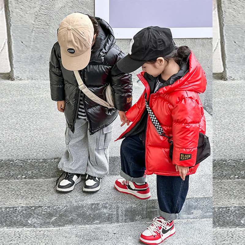 2024 new children's  clothes Children's  clothes warm boys and girls the same Korean version plus thick black cotton coat 2-14 Y