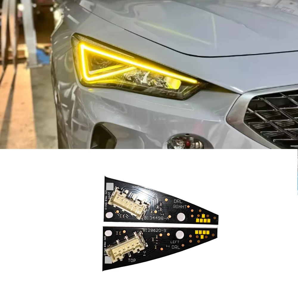 

HONGYUE Yellow DRL LED For 5FJ941475 5FJ941476 SEAT Leon Formentor Cupra LED Headlight Yellow Daytime Running Light DRL Boards