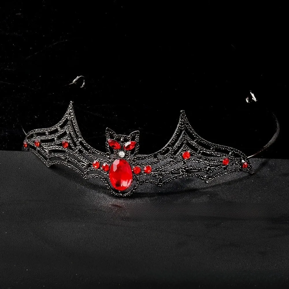 Simple Metal Halloween Bat Hairband Dark Sparkling Rhinestone Crowns Multicolor Cosplay Props Halloween Tiara Gift