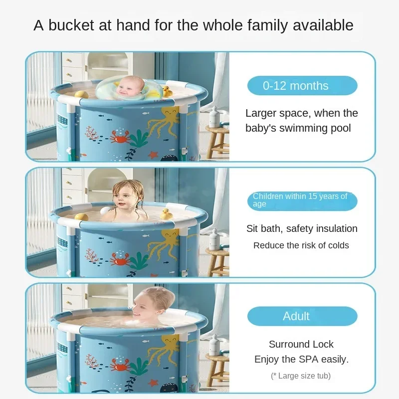 Baby Swimming Bucket Household Foldable Bath Tub for Newborns Baby Shower Tub Swimming Pool for Kids Easy to Store and Use