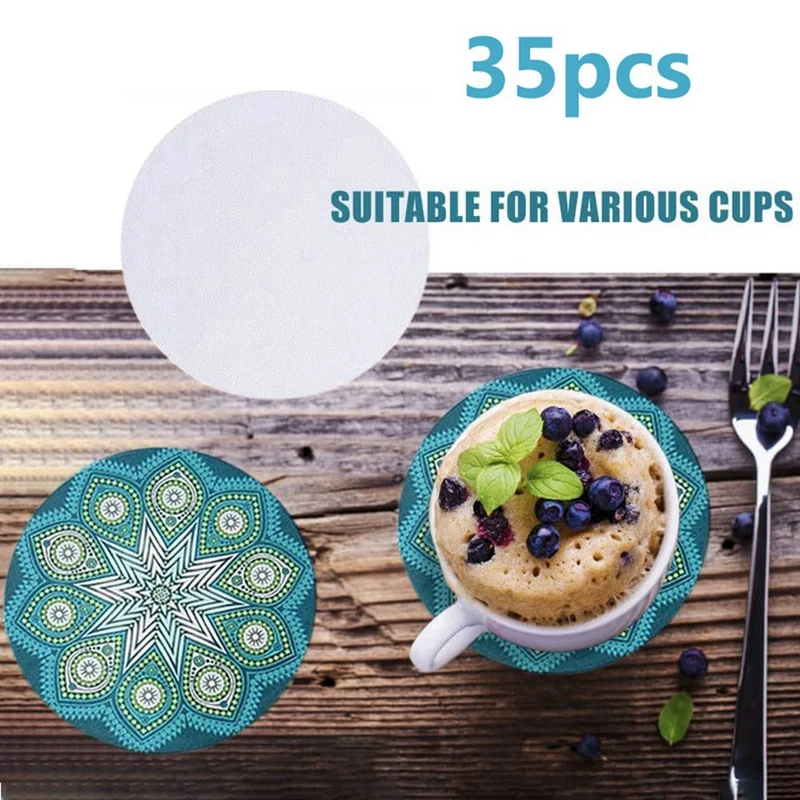 35Pcs Round Sublimation Blank Coasters Sublimation Blank Cup Mat Sublimation Heat Transfer Coaster Heat Press