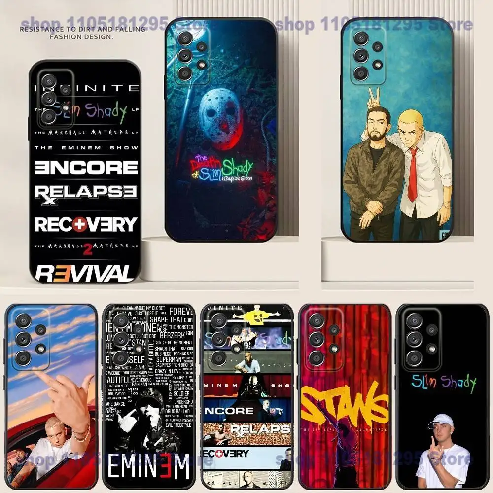 حافظة هاتف E-Eminems STANS 2025 لهاتف سامسونج S25,24,21,22,23,30,Ultra,20,Plus حافظة من السيليكون الناعم باللون الأسود #1