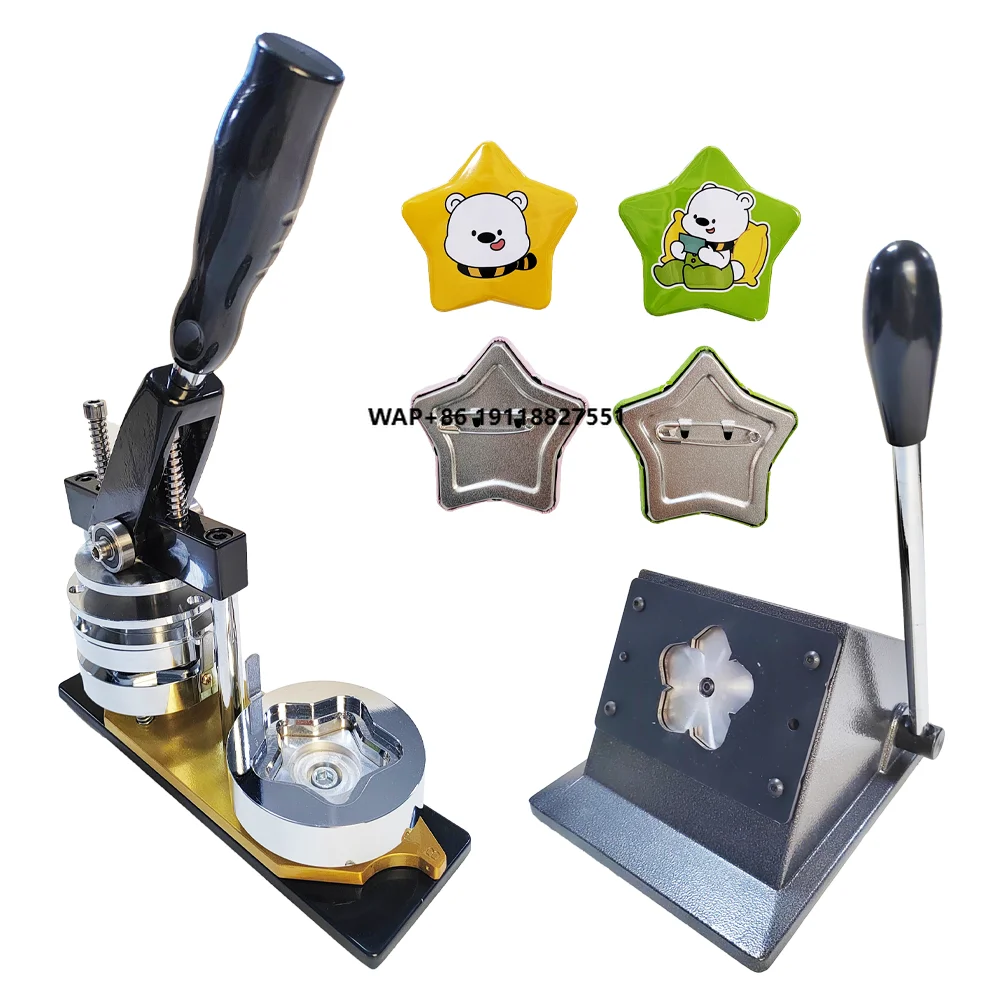 Star Shape Manual Pin Button Making Machines Kit Cutter and Pin Consumables Magnet Making Machine
