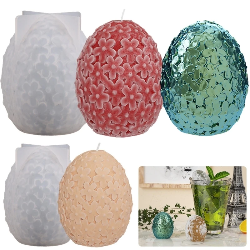 R3MC Large Silicone  Mold for DIY Flower Egg-Ball Shape Scented  Wax Mold Handmade Plaster Resin Soap Craft Mold