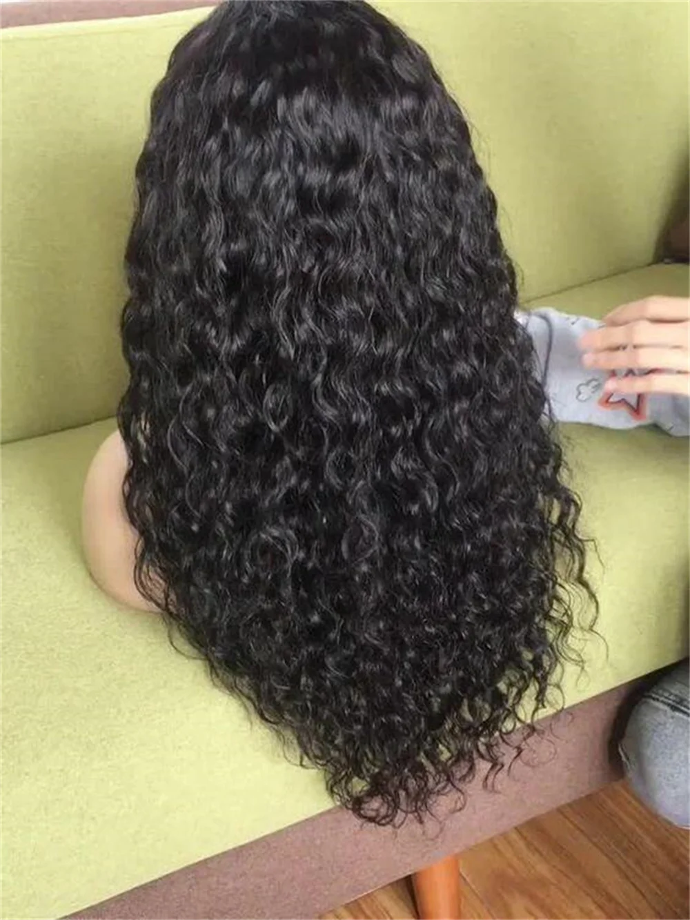 BabyHair-peluca rizada de encaje frontal para mujer, pelo largo de 26 pulgadas, negro Natural, 180de densidad, suave, resistente al calor, predesplumada, peluca diaria