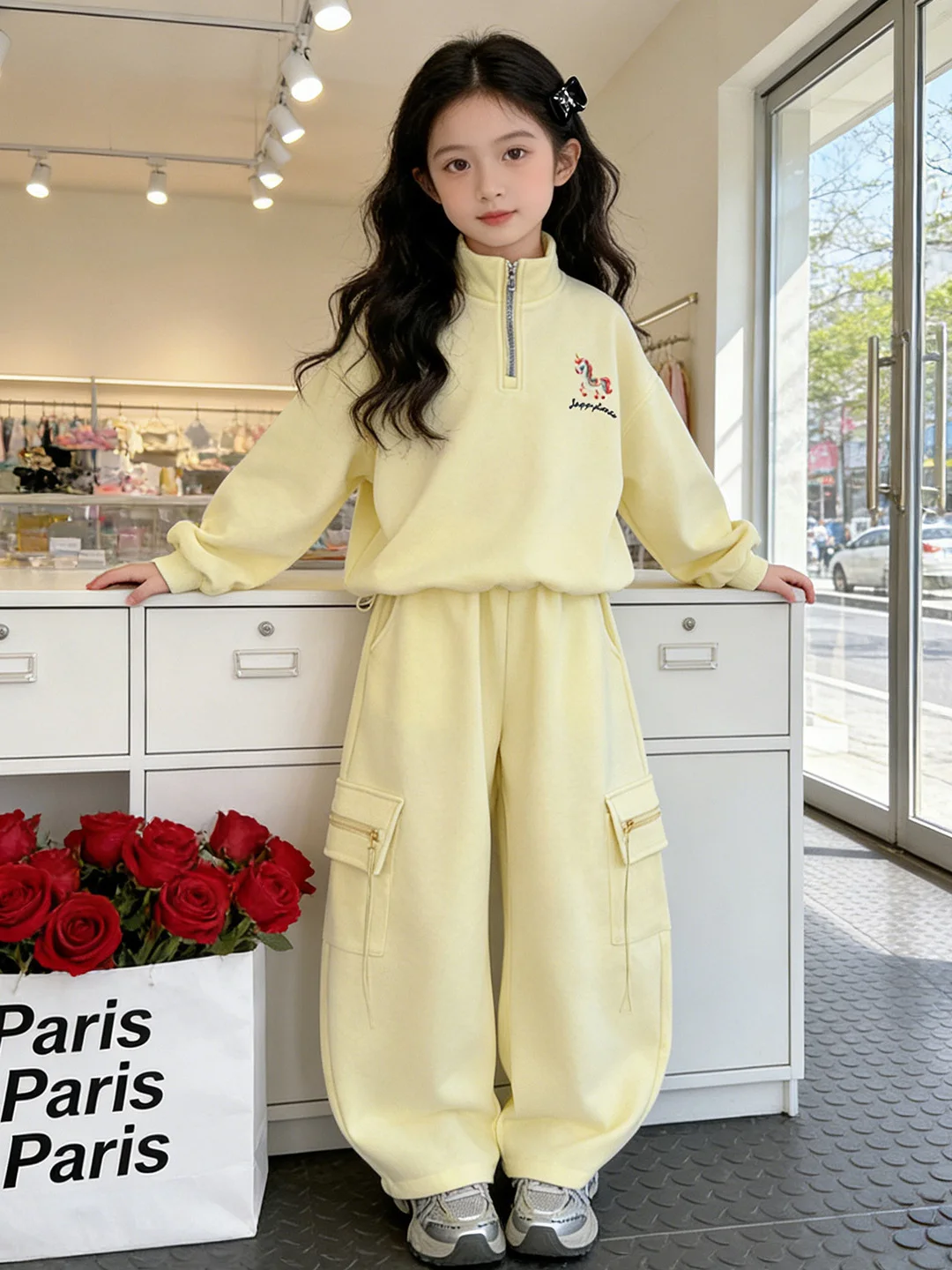 

Girls' Casual Comfortable Embroidered Sweatirt Set Spring 2026 Cartoon Design Two-Piece Suit Korean Sle Faionable