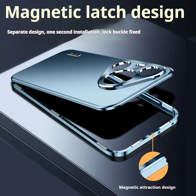 Fashion Magnetic Close Aluminum Metal + PC Back Case For Huawei Pure 70 Pro Ultra Strong Drop Proof Cover