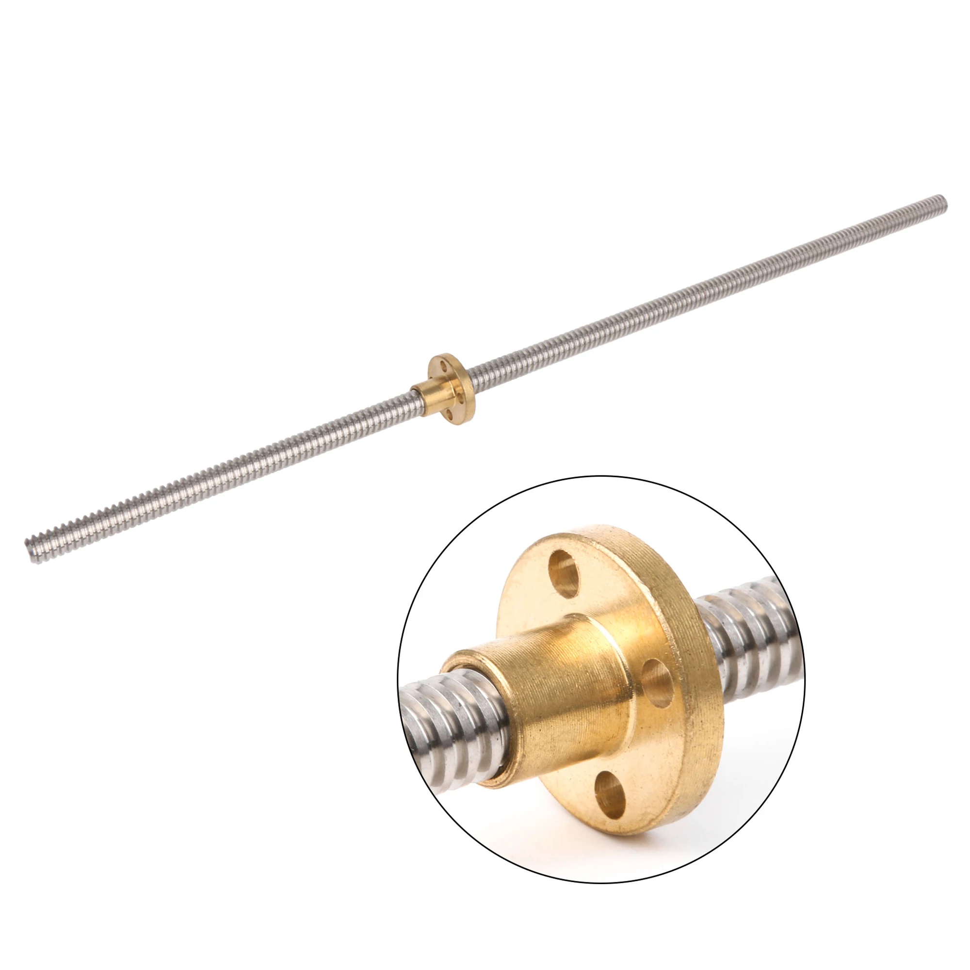

CNBTR 500mm Length 2mm Stainless Steel Lead Screw with Brass Nut for 3D Printing