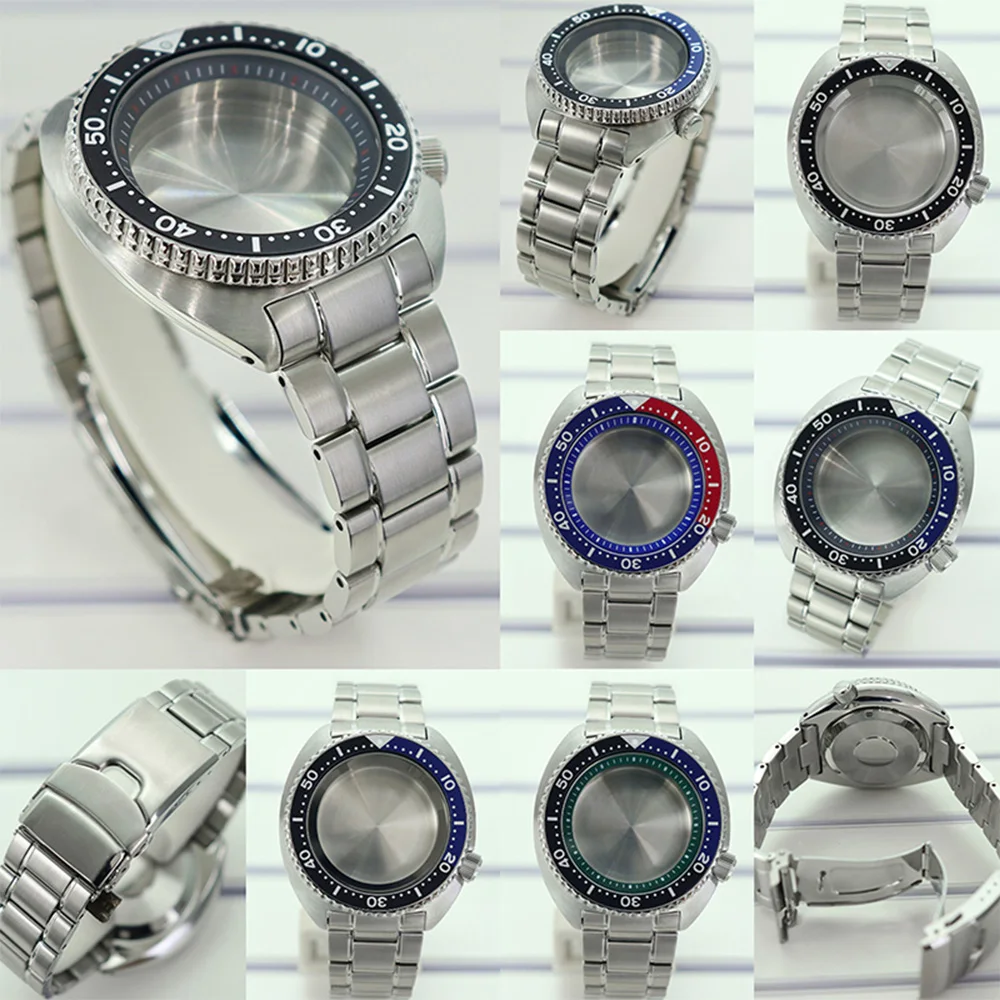 

45mm For Seiko NH35 NH36 NH34 NH38 movement stainless Steel Watch Case Bracelet Sapphire Glass 28.5mm Dial Modified big Abalone