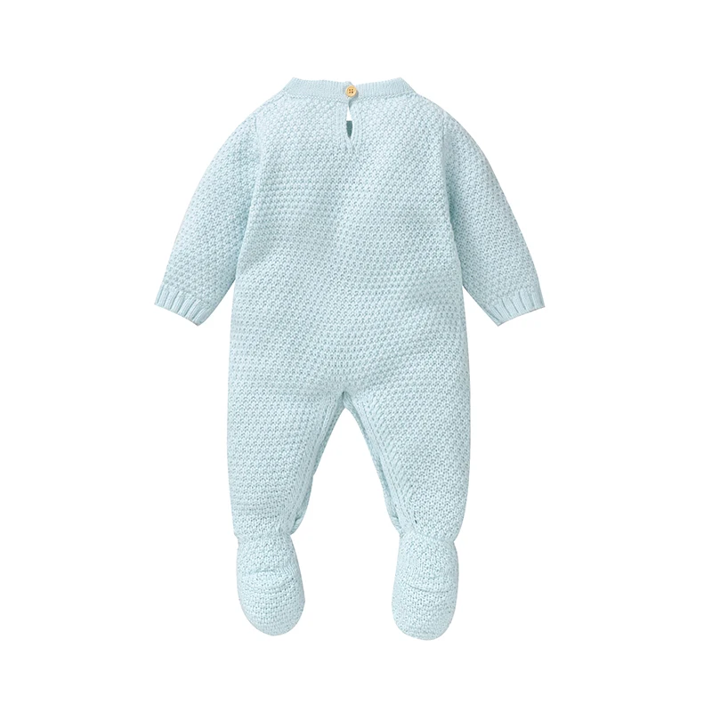 甘い花柄プリント長袖oネックベビー冬用ロンパース（0〜9ヶ月新生児用ニットアクリル製幼児用ワンピースジャンプスーツボディスーツ）