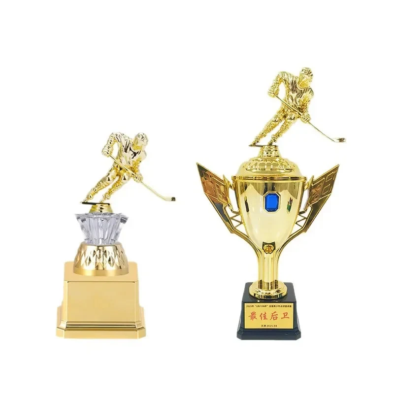 Customized ice hockey trophy for winter skiing sports series ice hockey prizes and commemorative figurines