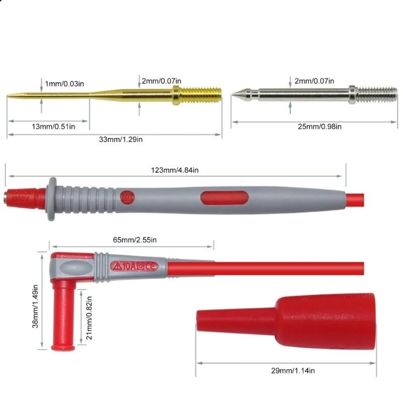 

Universal Multimeter Test Leads Set High Precisions Replaceable Probes Easy to Use for Electricians & DIY Enthusiasts