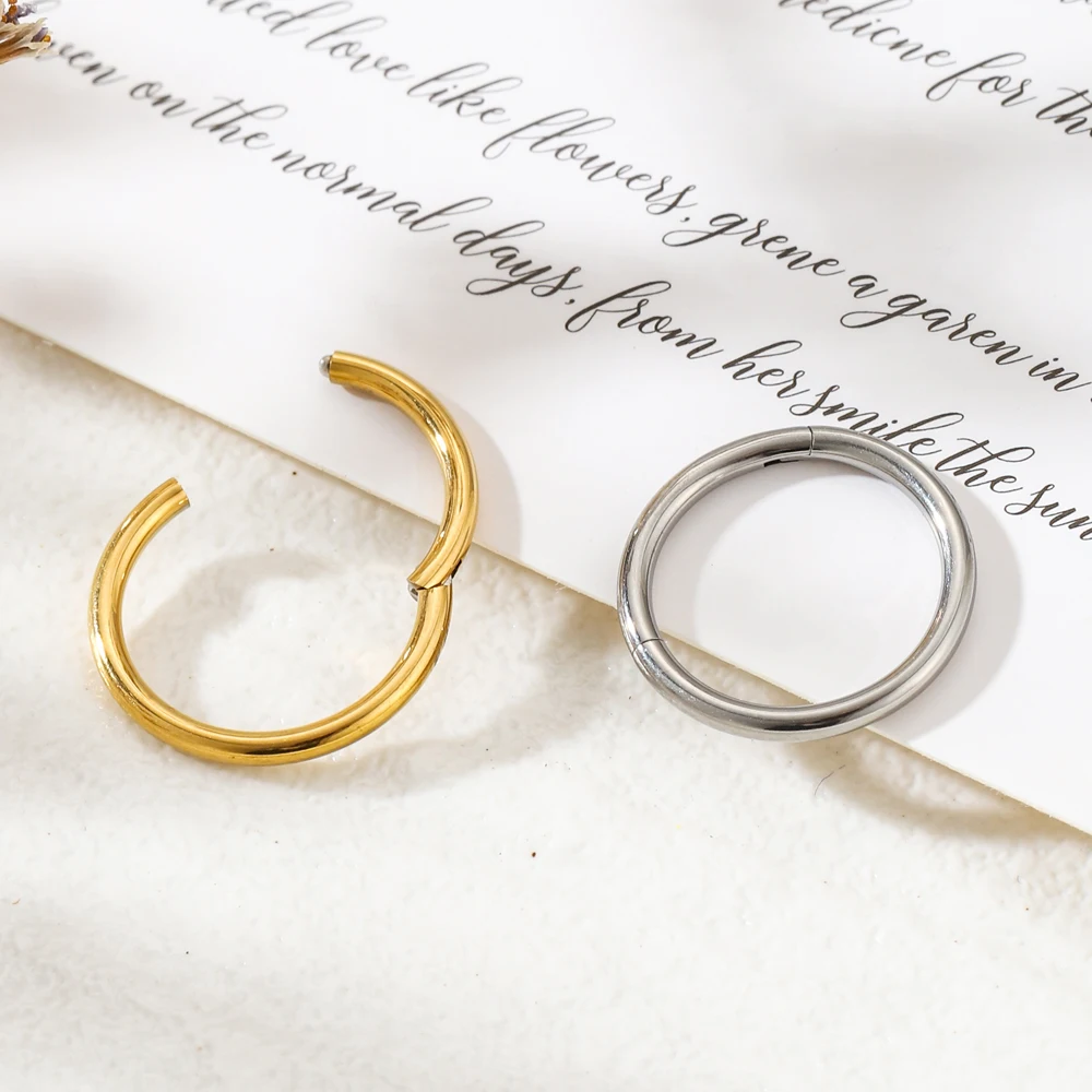 5/50 Stück ASTM F136 Titan-Nasenring mit Scharnier, 20G 18G 16G, Septum-Ohrring, Körperschmuck, Ohrenpiercing, Tragus, Knorpel, Helix – Detail 2