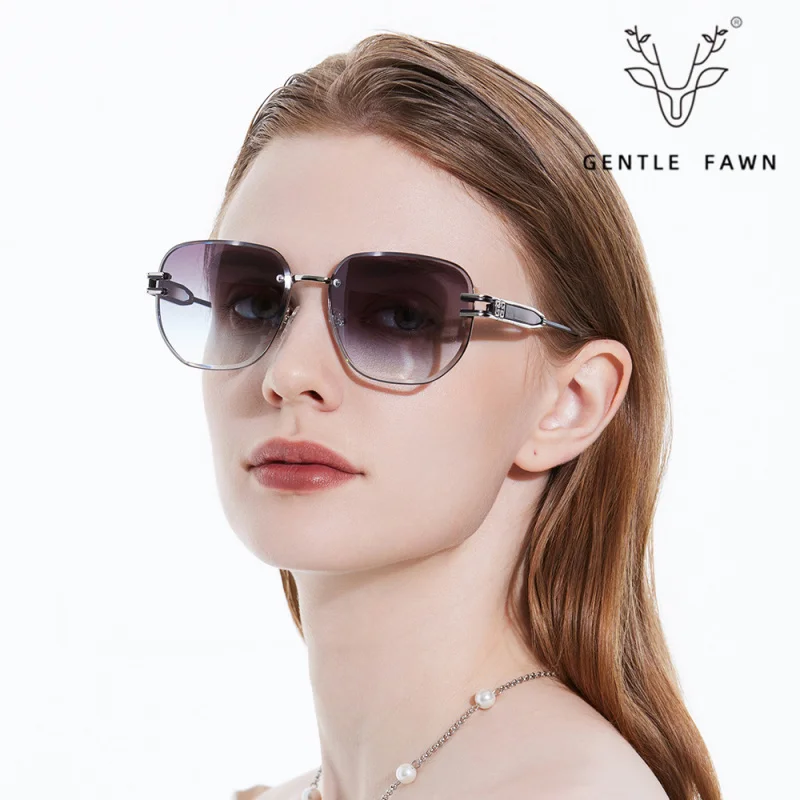 S33156New style2024Frameless Women's Sunglasses Metal Fashion All-Match Sunshade Sunglassessunglass