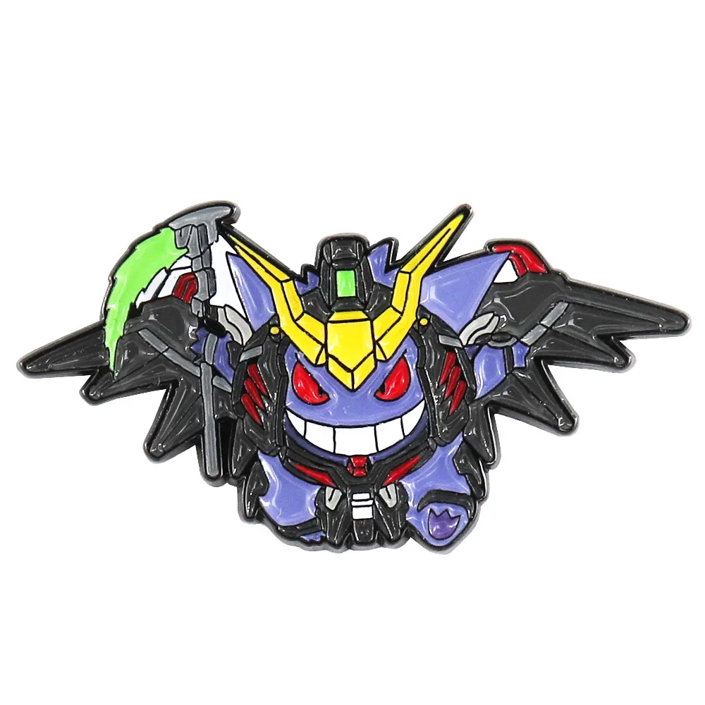 Deathscythe Hell and Ghost Elf Mashup Badge Robot Enamel Pin Halloween Accessory