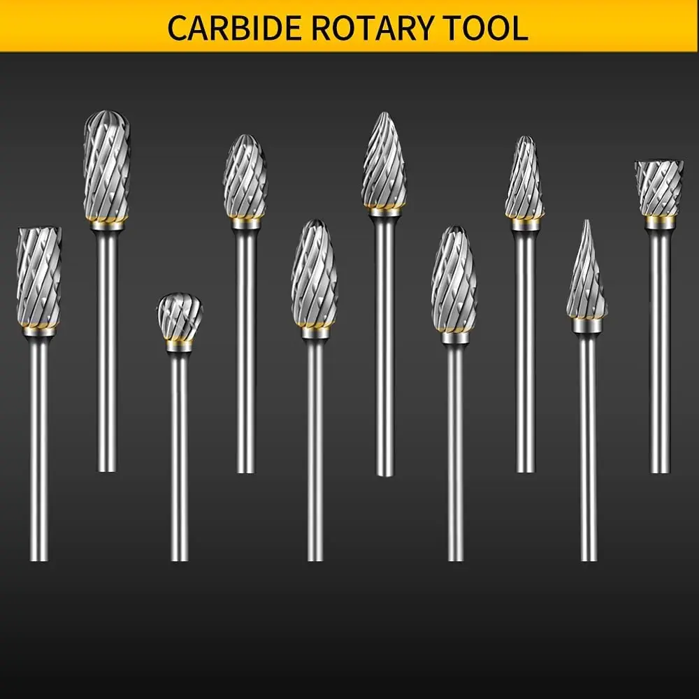 Carbide Burr Set Compatible with Dremel Rotary Tool 10Pcs Die Grinder Bits Rotary File Rasp with 1/8\