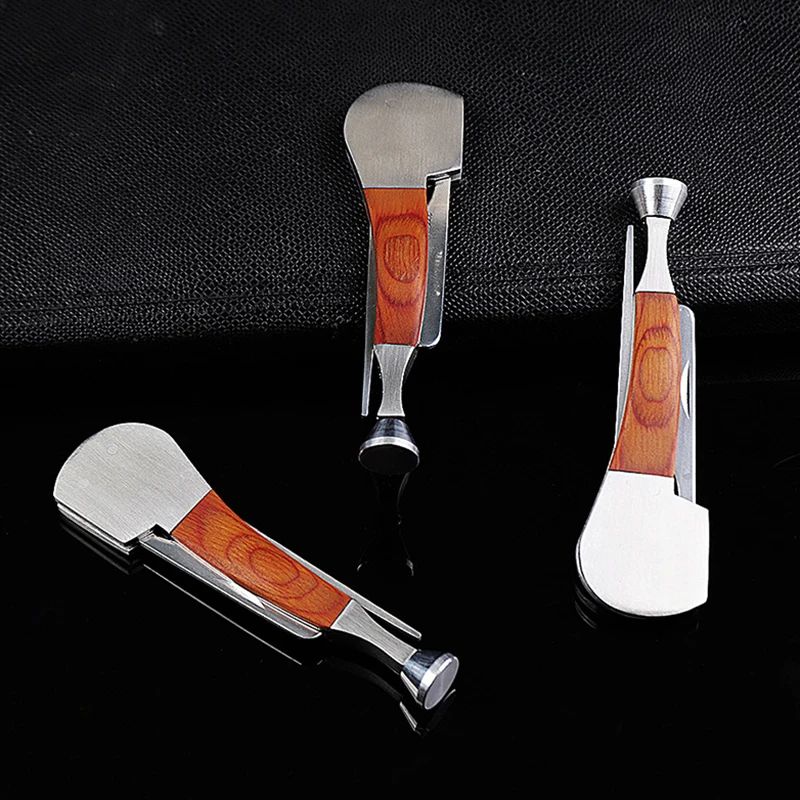 Tobacco Cleaning Tool 3 in1 Multifunction Red Wood Stainless Steel Reamers Tamper Tool Tobacco Pipe Accessories Cleaner