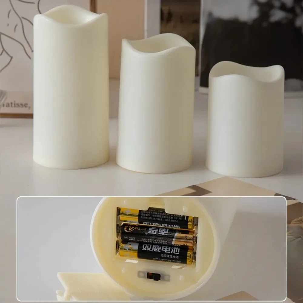 3Pcs LED Flameless Pillar Candles with Remote Control Electronic Candle Lights Home Wedding Table Centerpiece Decor