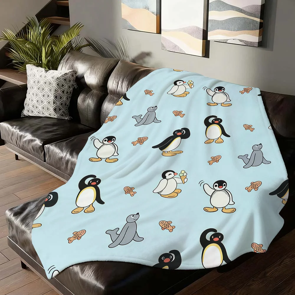 Cartoon cute Pingu Blanket For Sofa Office Bed Plane Travel Sleep Read Relax Camping Soft And Warm