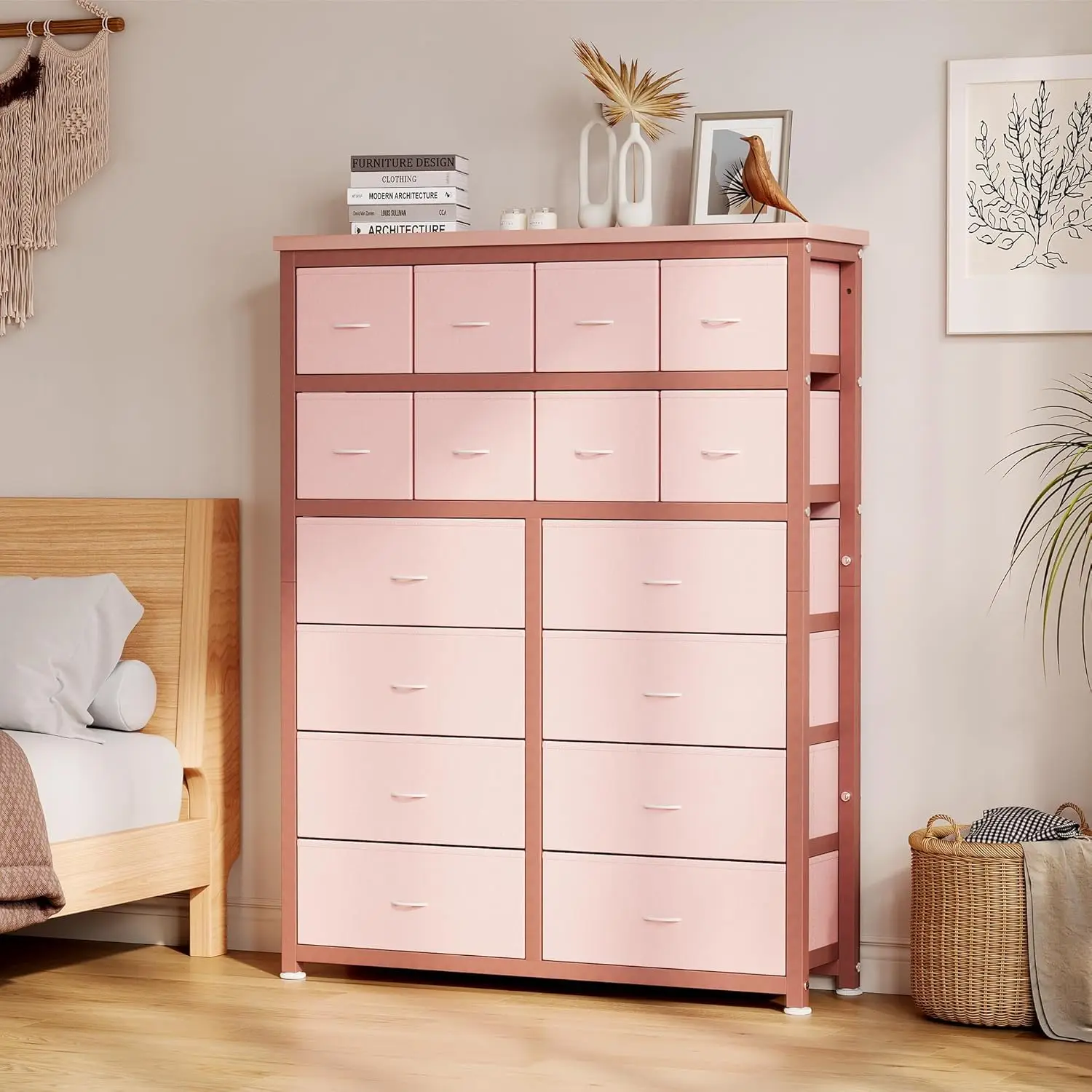 Comò in tessuto multifunzionale GarveeLife con 16 cassetti – Arredamento moderno e stabile per riporre oggetti – ideale per ingresso, cucina, soggiorno, ufficio, cameretta – per un'organizzazione