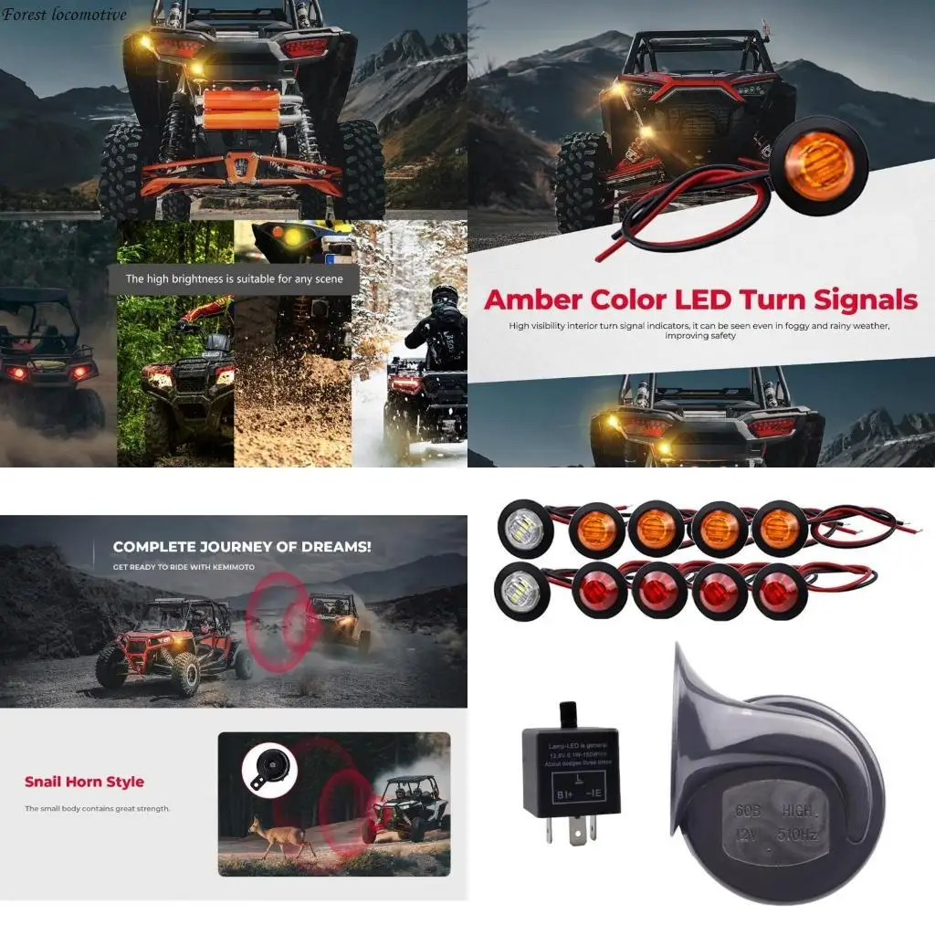

Pre-wired Turn Horn Universal Warning Light RockerSwitch Reverse Lights Flasher Relays for UTV ATV Golf SXS 32GB