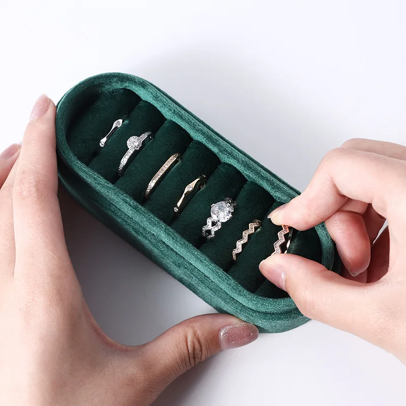 

Jewelry Box for Rings Premium Velour Gift Packaging Box Wedding Engagement Ring Case Holder Supplier