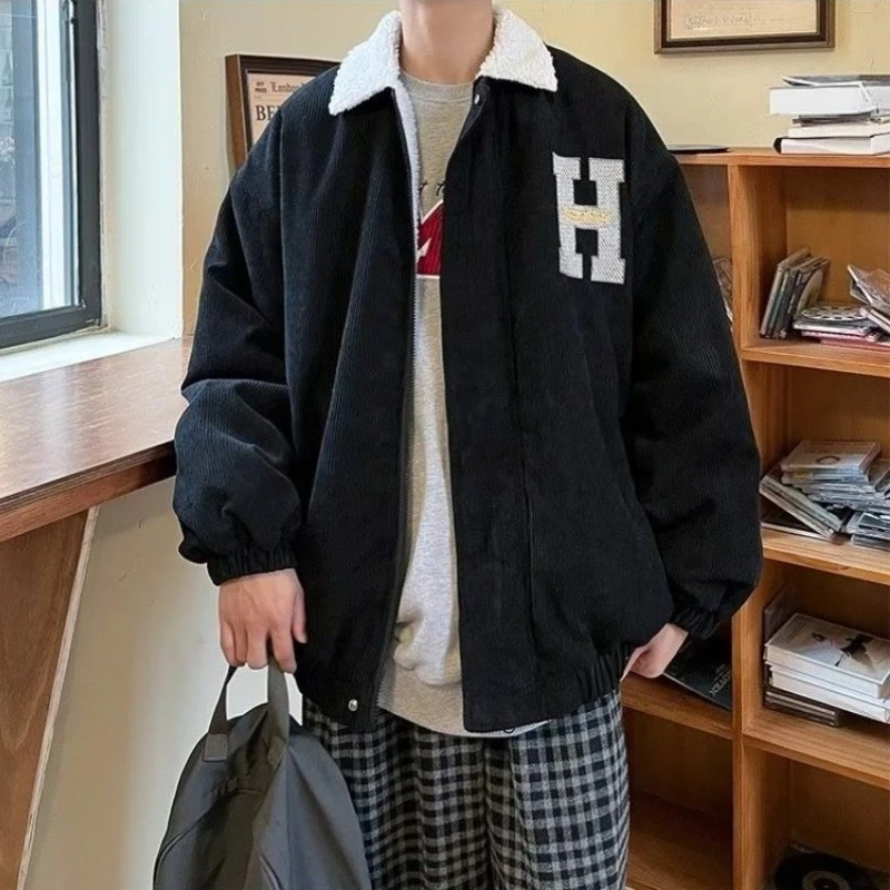 

​ Высококачественная вельветовая куртка для мужчин, осенне-зимняя уличная одежда, предметы первой необходимости на флисовой подкладке, большой размер, удобный дизайн ​