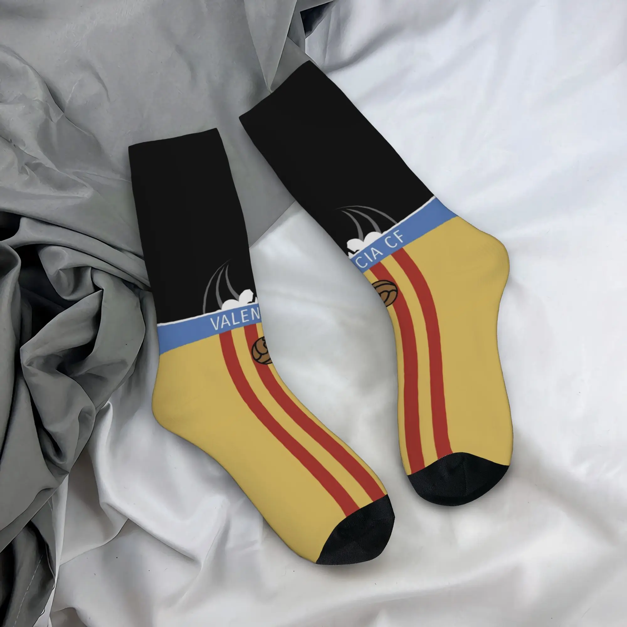 Calcetines de compresión para hombre Hip Hop Retro Valencia Crazy, calcetines divertidos con estampado de Valencia Harajuku, unisex, esenciales para el día del partido