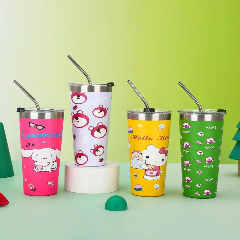 

Miniso Hellokitty Cinnamoroll Lotso, мультяшная стандартная кофейная чашка 304, нержавеющая сталь, изоляционная чашка, большая емкость, чашка для воды