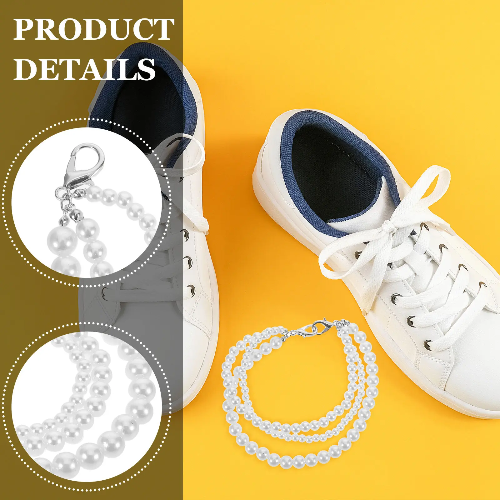 1Pair Pearl Shoe Chain Sneakers Holder Strap Three-Layer Faux Pearl Detachable Foot Jewelry Elegant Shoe Embellishments