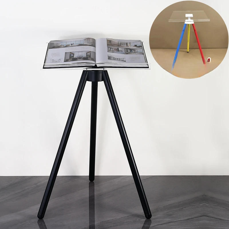 Picture album open display rack Floor-to-ceiling acrylic page turning reading tripod magazine rack