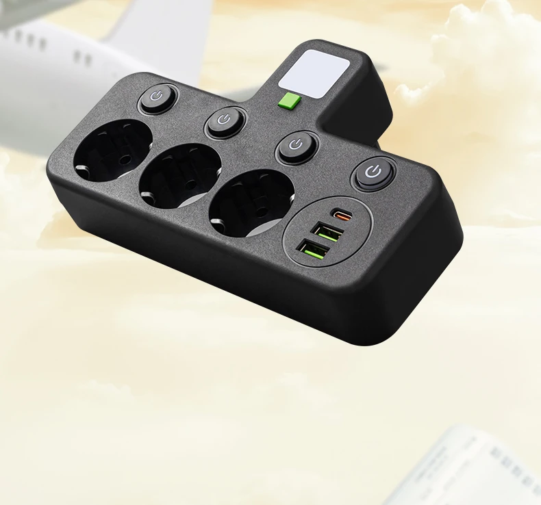 EU-Stecker-Steckdosenleisten. Zwei Spezifikationen mit oder ohne USB-Typ-C-Anschluss. Wandladegerät für das Heimbüro – Detail 2