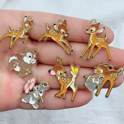 10pcs Enamel Charm Cartoon Cute Squirrel Rabbit Deer Pendant DIY Keychain Necklace Pendant Jewelry Accessories Anime Charms