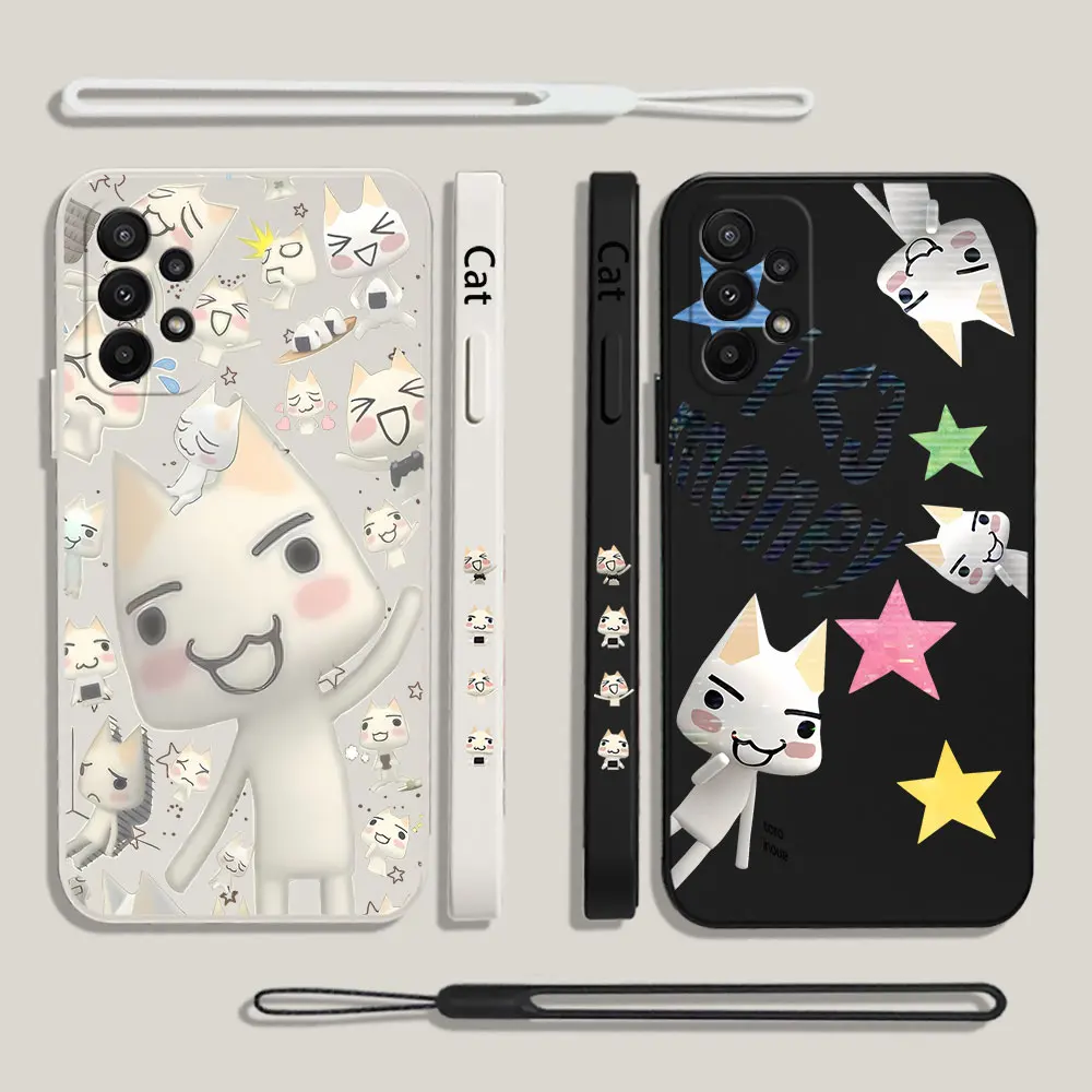 

INS Cute Toro Inoue Cat Case For Huawei P50 P40 P30 P20 Nova 9 9SE 8 8i Mate 40 30 20 Pro Lite Smart 2021 Cover With Hand Strap