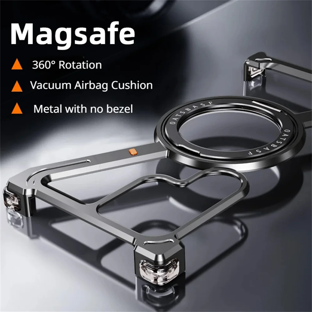 Z Shape Titanium Metal Phone Case for Samsang Galaxy S24 Ultra S24Plus Phone Magsafe Bumper w/ 360° Magnetic Rotation Holder