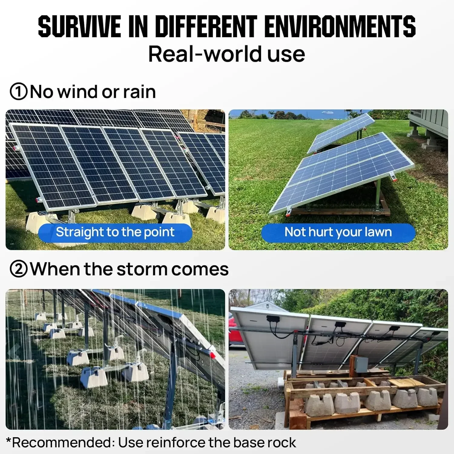 

[Limited Stock, Buy Now!]Solar Ground Mount Adjustable Solar Panel Mounting Brackets System for 5pcs 400W/6pcs 300W/8pcs 200W So