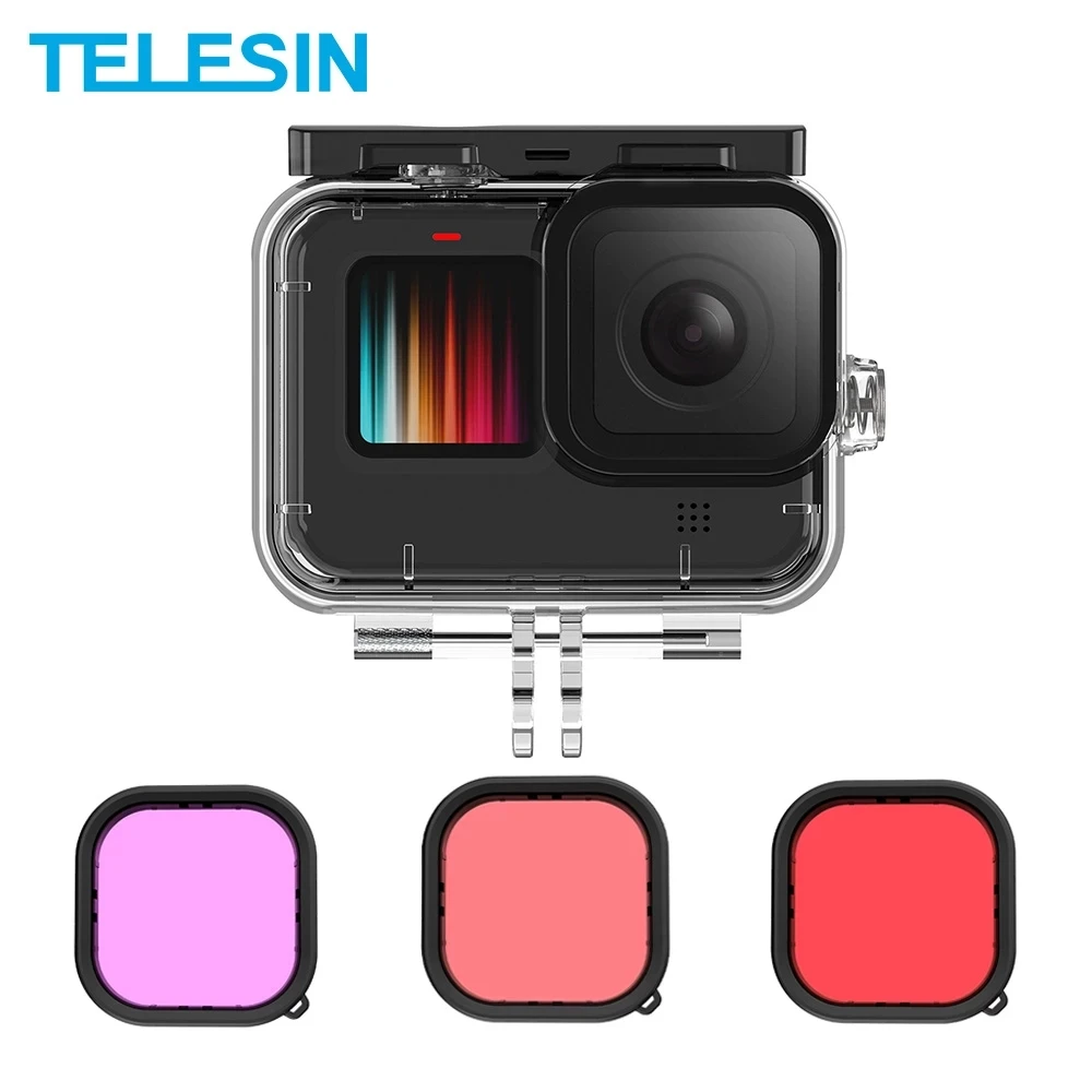 

TELESIN 45M Waterproof Case Underwater Diving Housing Cover With Filter Action Camera Accessories For GoPro Hero 13 12 11 10 9
